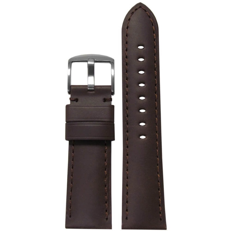 Soft Calf Leather Watch Band | Padded | Dark Brown | Match Stitch