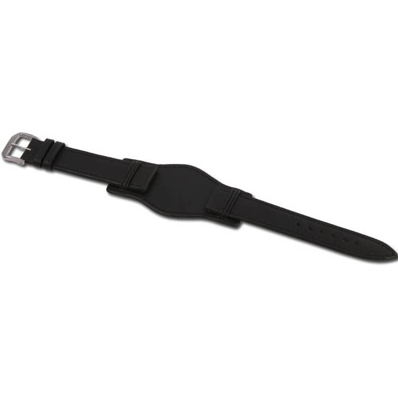 Tanned Leather Watch Band | Tula | Aviator Style | Leather Case Back Protector | Black