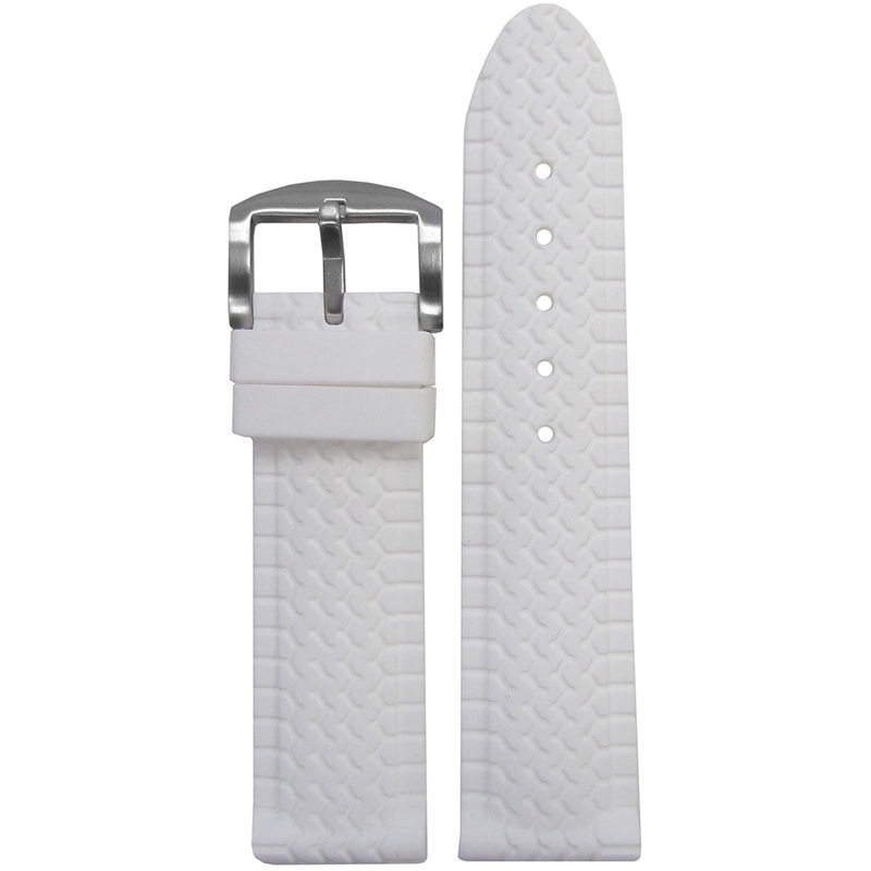 Tire Track Waterproof Rubber Watch Band | White