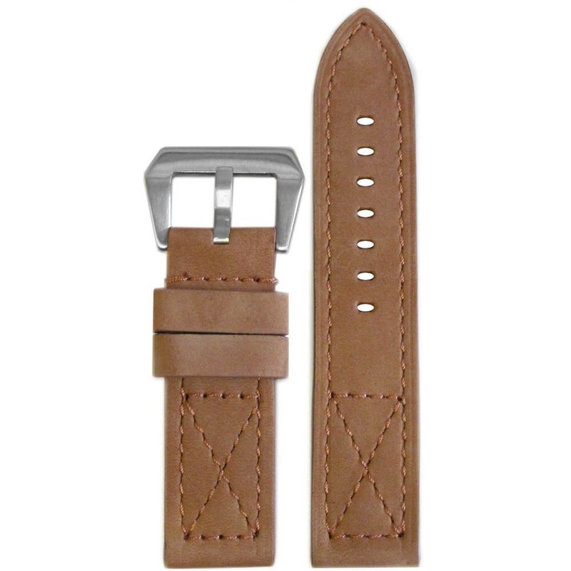 Vintage Leather “Loco” Horse Watch Band | Flat | MB-1 | Beige | Match “X” Stitch