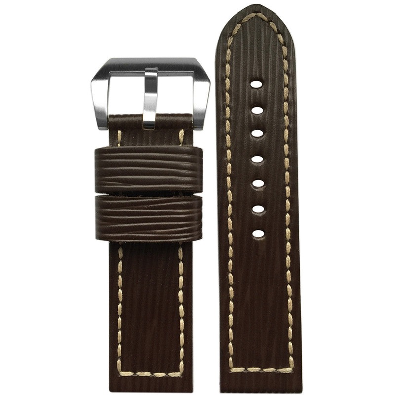 Vintage Leather Watch Band | Wood | White Box Stitch