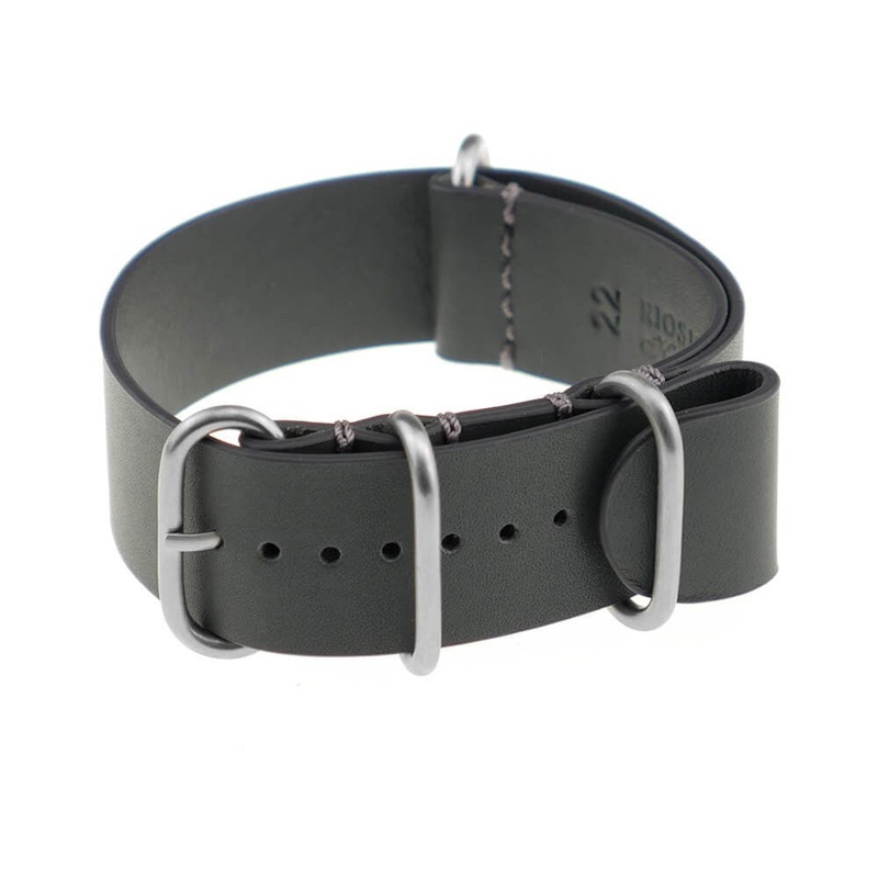 Calfskin Watch Band | Lisbon | One-Piece | 4 Brushed Rings | Stone Grey