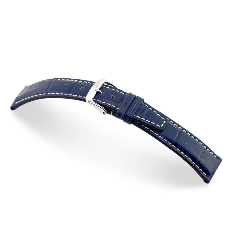Embossed Alligator Grain on Cow Leather Watch Band | Boston | Navy