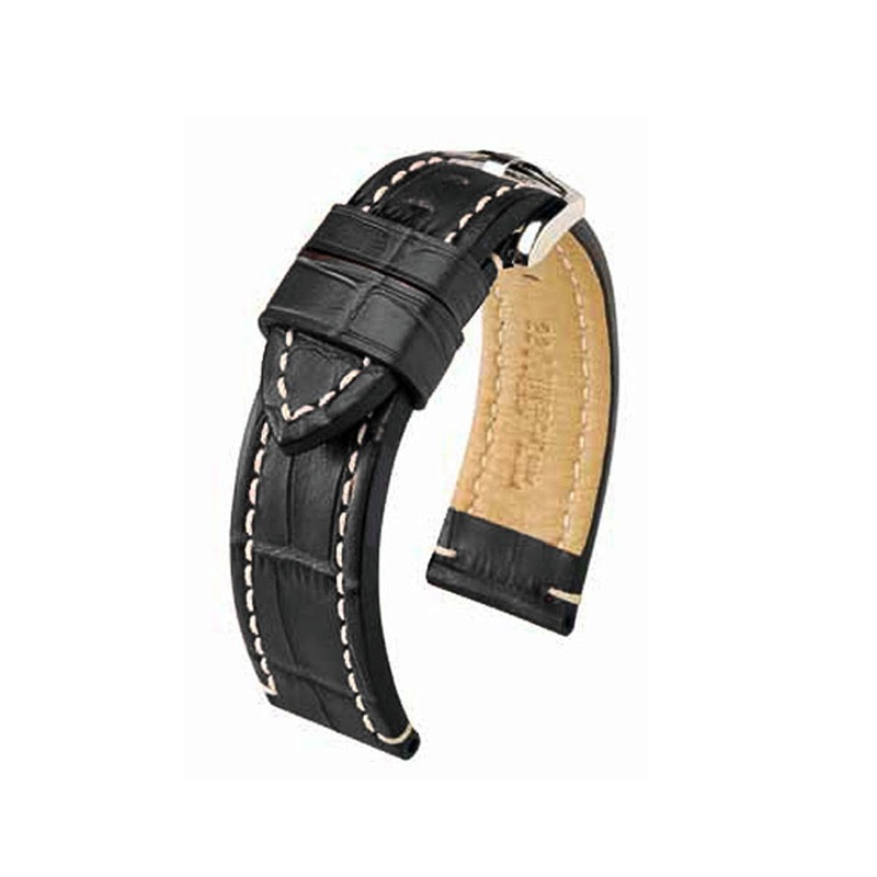 Embossed Italian Calfskin Watch Strap | Knight | Black | Hirsch