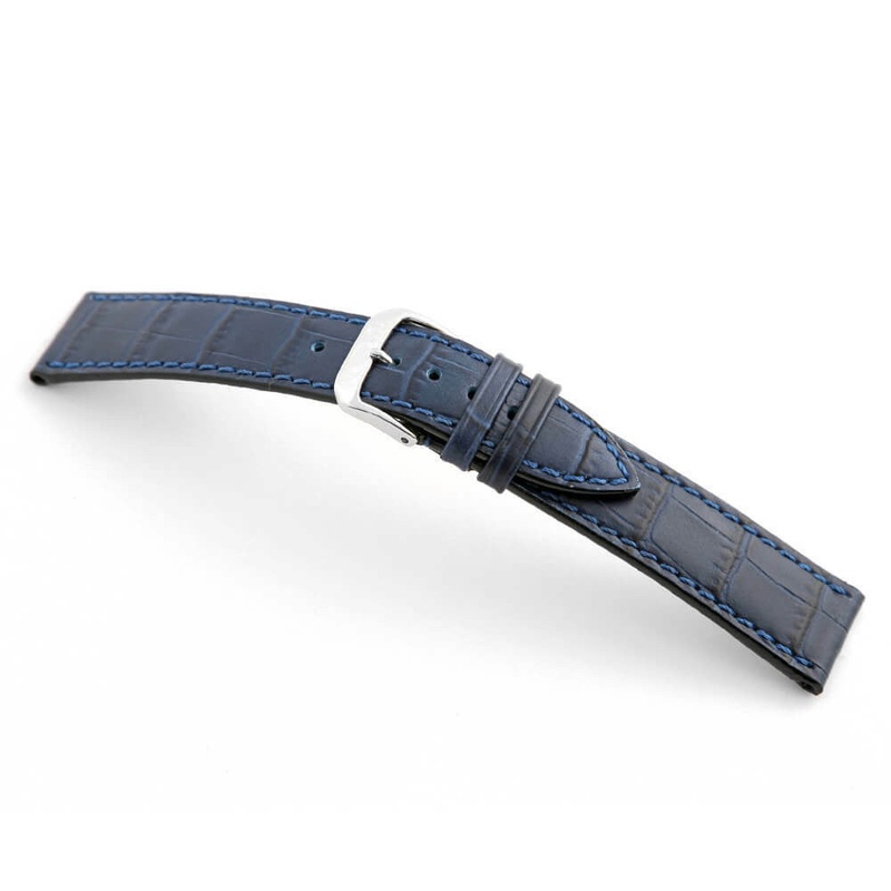 Embossed Leather Alligator Print Watch Band | Orlando | Navy