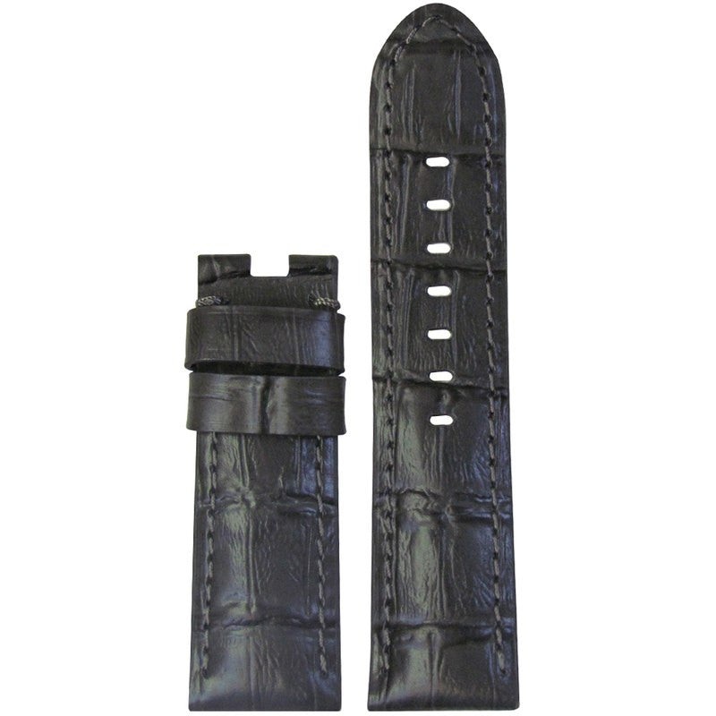 Embossed Leather Gator Watch Band | Grey | Match Stitch | for Panerai Deploy
