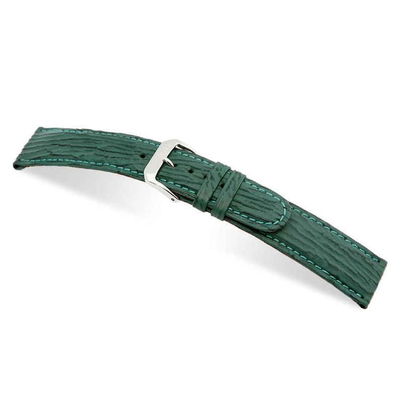 Embossed Leather Shark Print Watch Band | Ocean | Forest Green