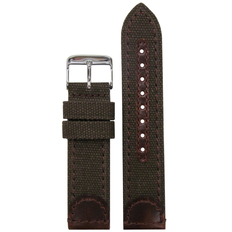 Genuine Canvas and Leather Watch Band | Brown | Hadley Roma MS868