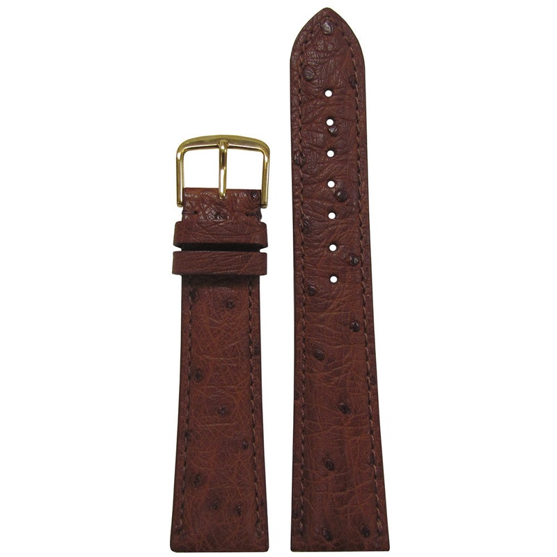 Genuine Ostrich Watch Band | Handmade | Cognac | Hadley Roma MS2003