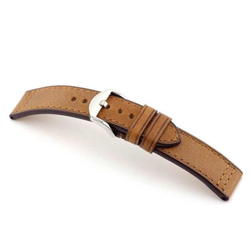 Genuine Vintage Leather Watch Band | Jersey | Flat | Cognac