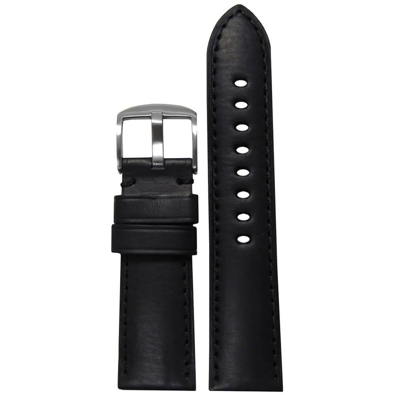 HZ Soft Calf Leather Watch Band | Padded | Black | Match Stitch