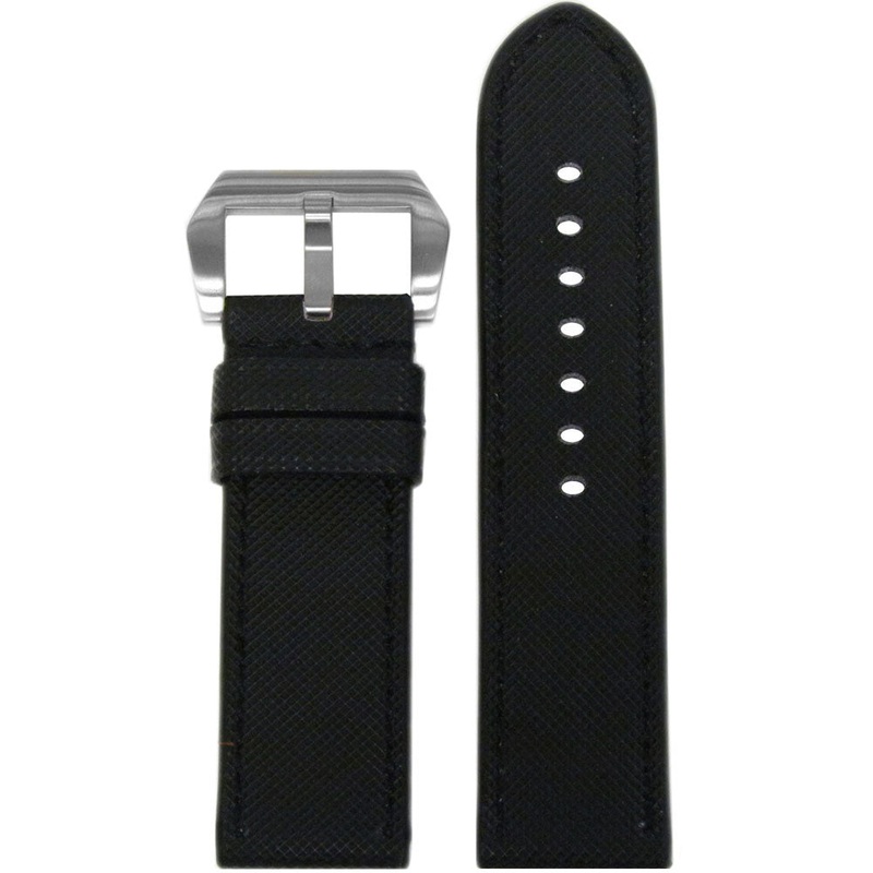 “KVLR” Style Synthetic Watch Band | Waterproof | Black | Black Stitch