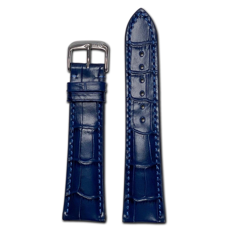 Quick Release | Embossed Leather Alligator Print Watch Band | Louisiana | Navy