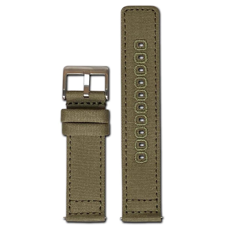 Quick Release Watch Band | Canvas | Two-Piece | Olive | Match Stitch