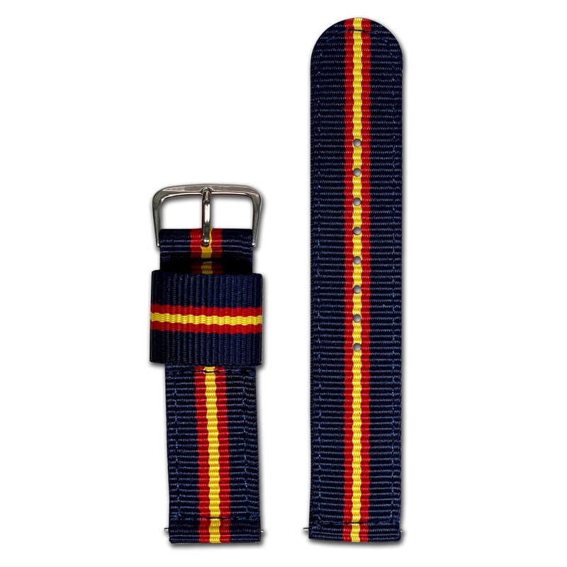 Quick Release Watch Band | Nylon | Two-Piece | Navy, Red & Yellow Striped