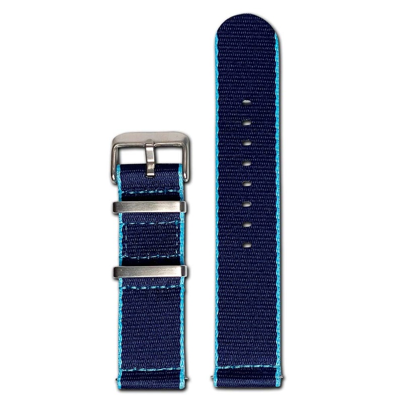Quick Release Watch Band | Seatbelt | Two-Piece | Navy | Light Blue Stitch