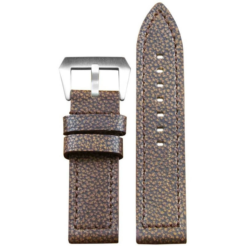 Vintage Buffalo Grain Leather Watch Band | Flat | Brown | Match Stitch