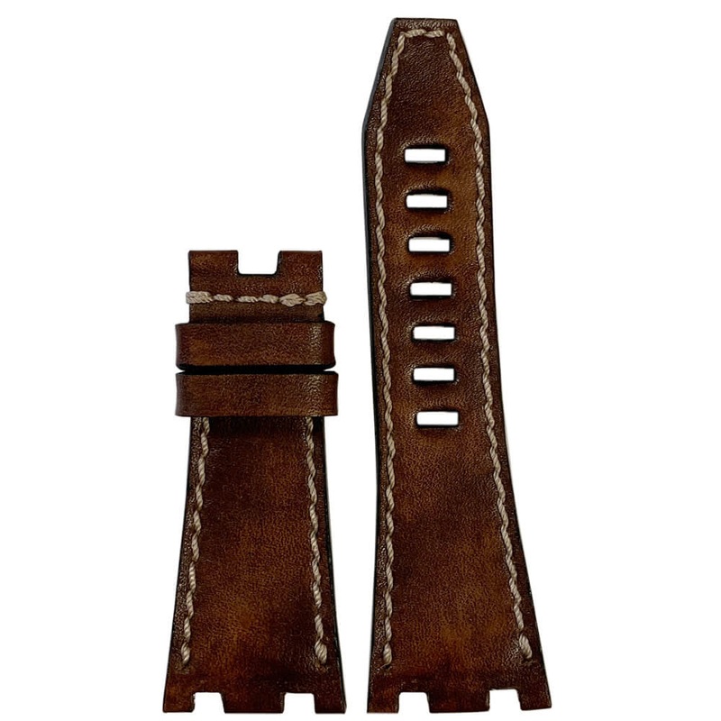 Vintage Leather Watch Band | Panettone | Cream Stitch | for 42MM AP Royal Oak Offshore (Deploy Buckle)