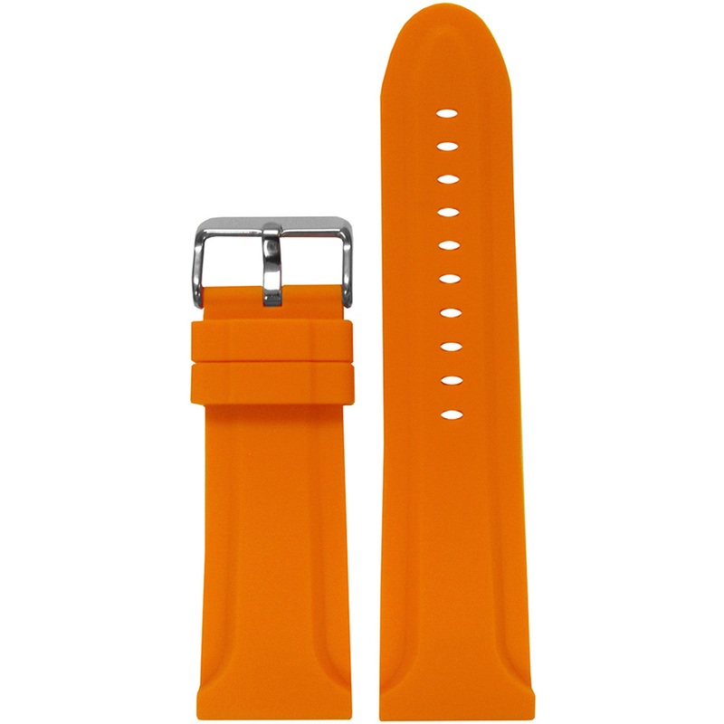 Waterproof Silicone Watch Band | Beveled Edge | Diver | Orange