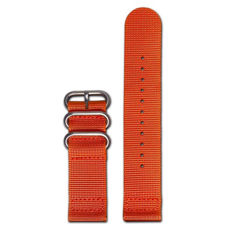 Ballistic Nylon Watch Band | Two-Piece | Orange | Brushed Hardware