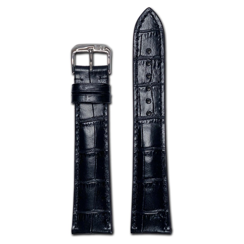 Embossed Leather Alligator Print Watch Band | Louisiana | Black