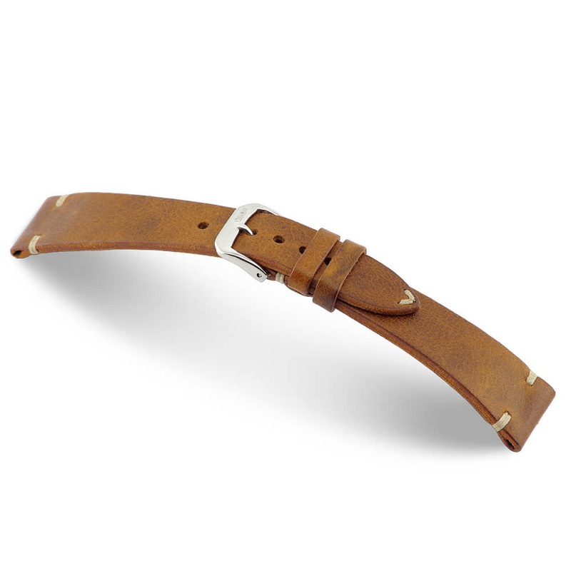 Genuine Vintage Leather Watch Band | Bedford | Cognac | Minimal Stitch