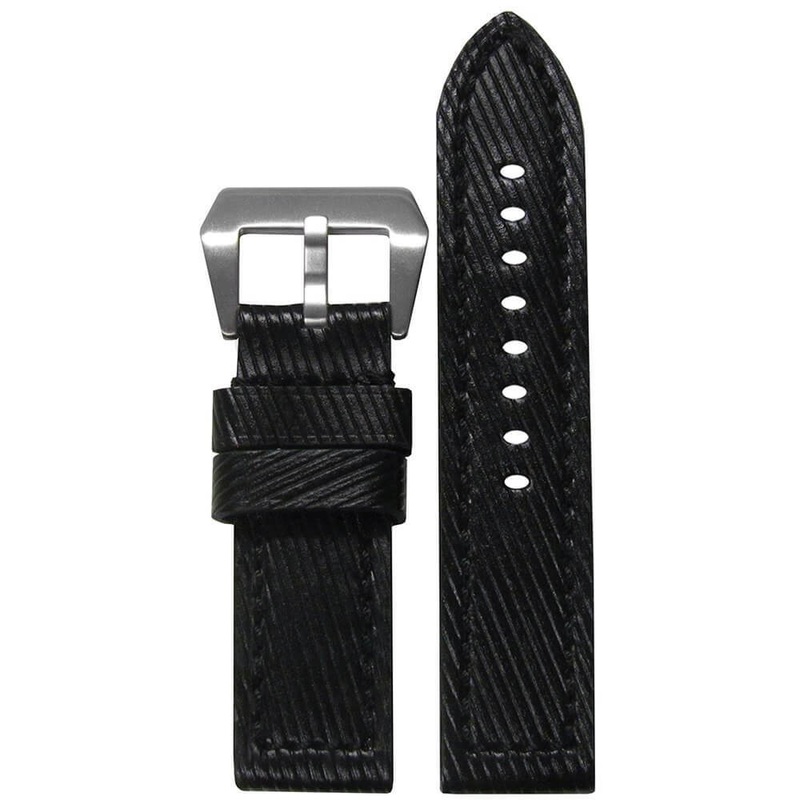 Genuine Vivola Leather Watch Band | Flat | Black | Match Stitch