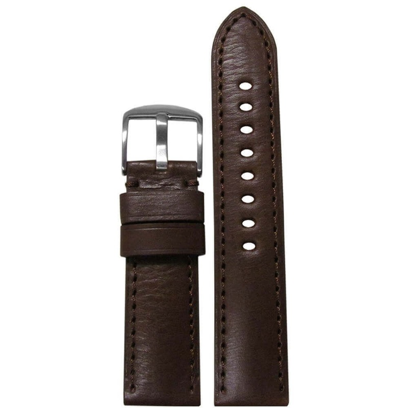 HZ Soft Calf Leather Watch Band | Padded | Dark Brown | Match Stitch