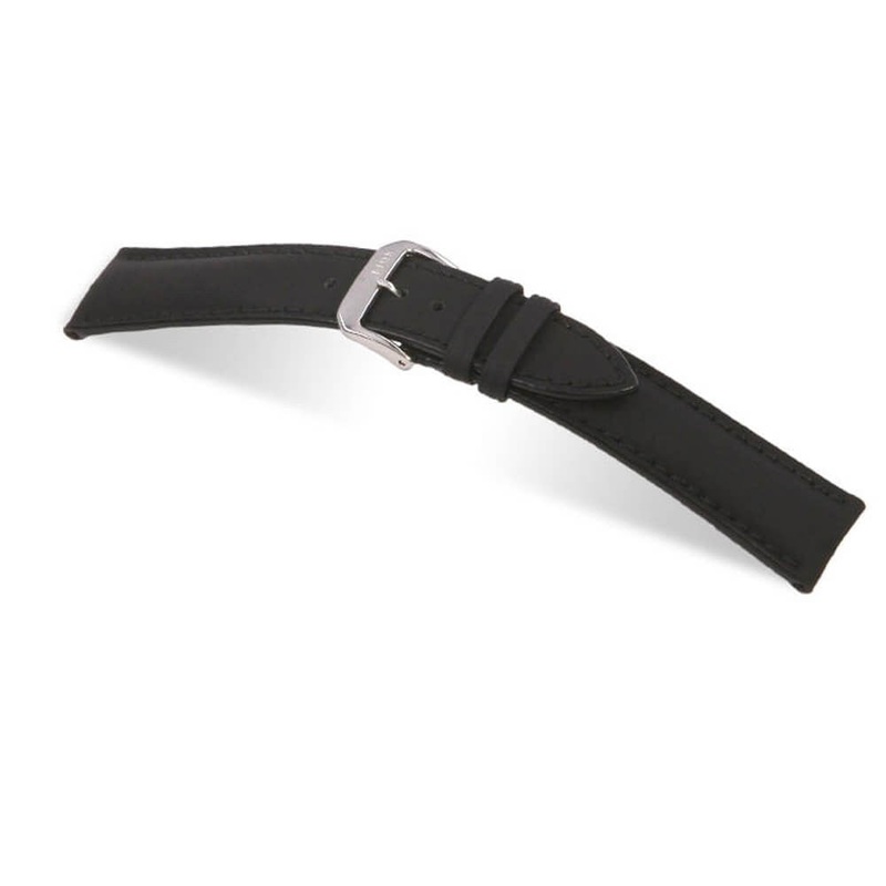 Leather Watch Band | Sunset | Caoutchouc Rubber Lamination | Water Resistant | Black