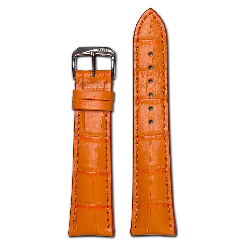 Quick Release | Embossed Leather Alligator Print Watch Band | Louisiana | Orange