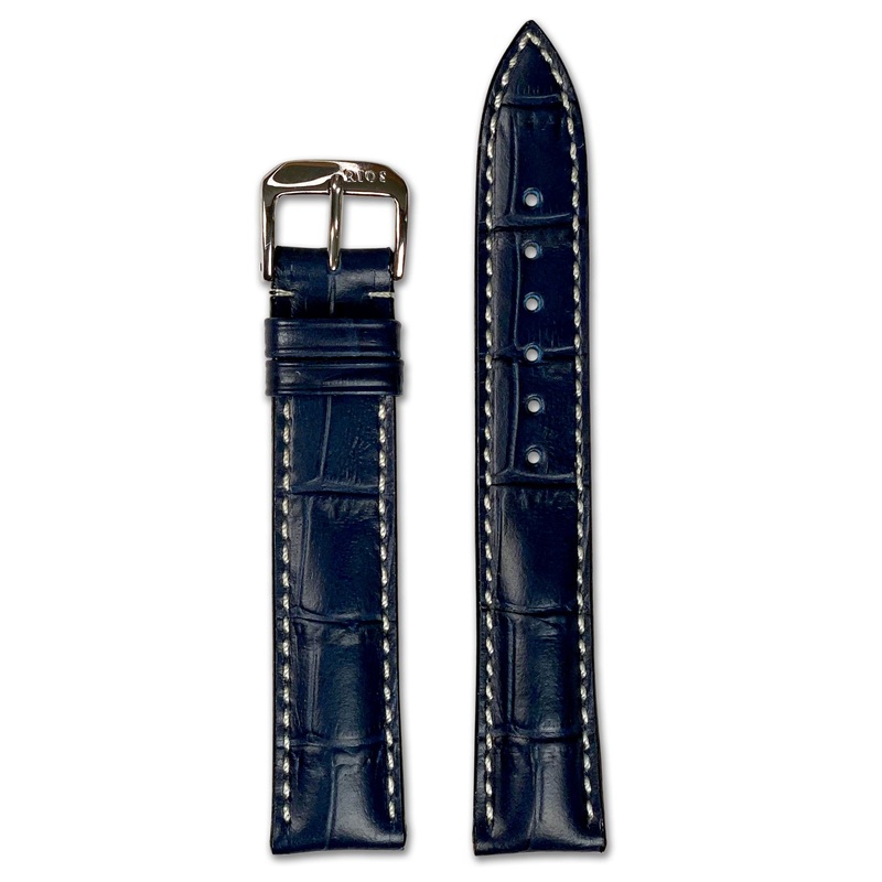 Quick Release | Embossed Leather Alligator Print Watch Band | New Orleans | Navy