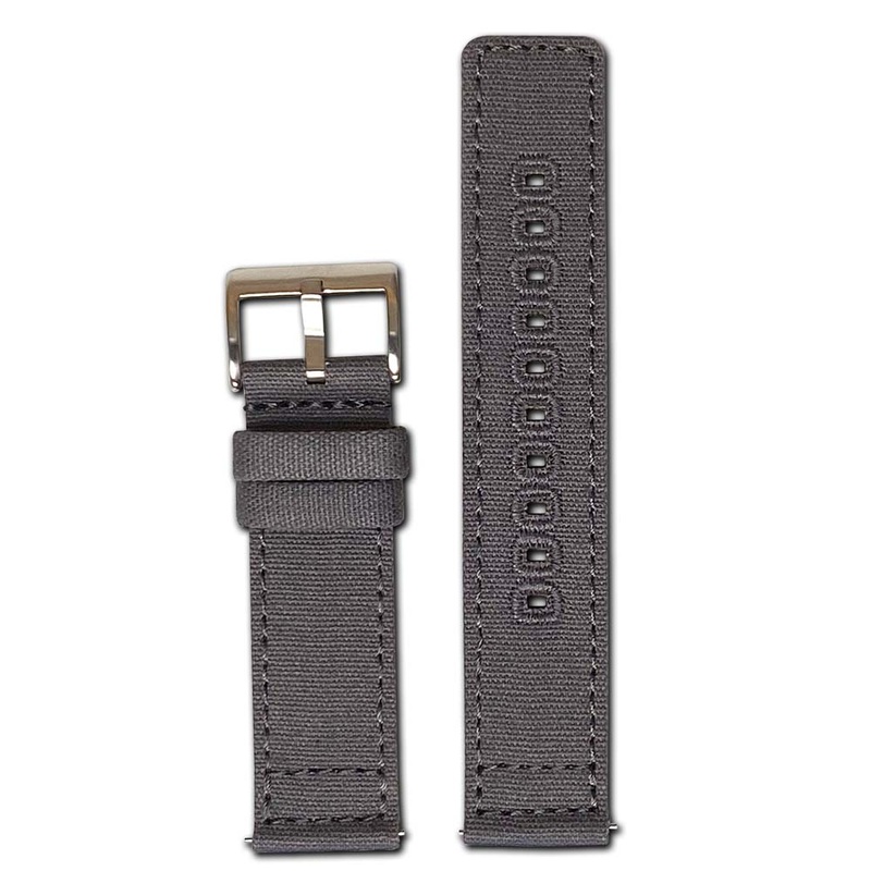 Quick Release Watch Band | Canvas | Two-Piece | Grey | Match Stitch