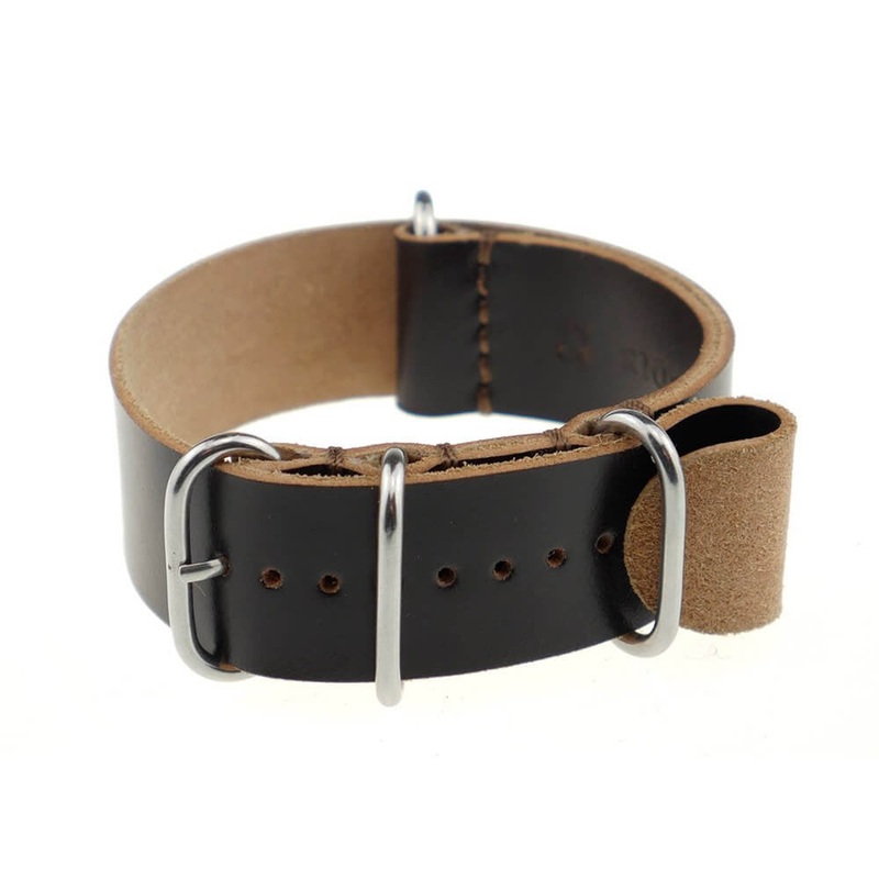 Shell Cordovan Watch Band | Bratislava | One-Piece | 4 Polished Rings | Mocha