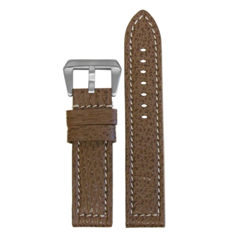 Vintage Shark Skin Watch Band | Flat | Honey | White Stitch