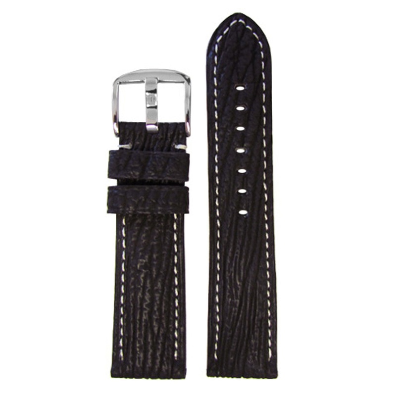 American Shark Skin Watch Band | Classic | Black | White Stitch