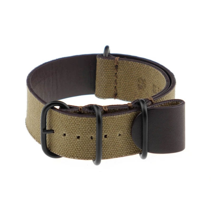 Canvas Watch Band | Tallinn | One-Piece | 4 PVD Rings | Mocha