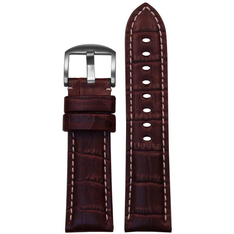 Embossed Italian Leather “Gator” Watch Band | Dark Brown | Hadley Roma MS2035