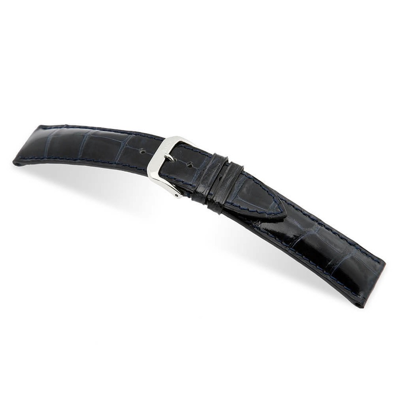 Genuine Alligator Watch Band | Windsor | Glossy Finish | Full Cut | Ocean Blue