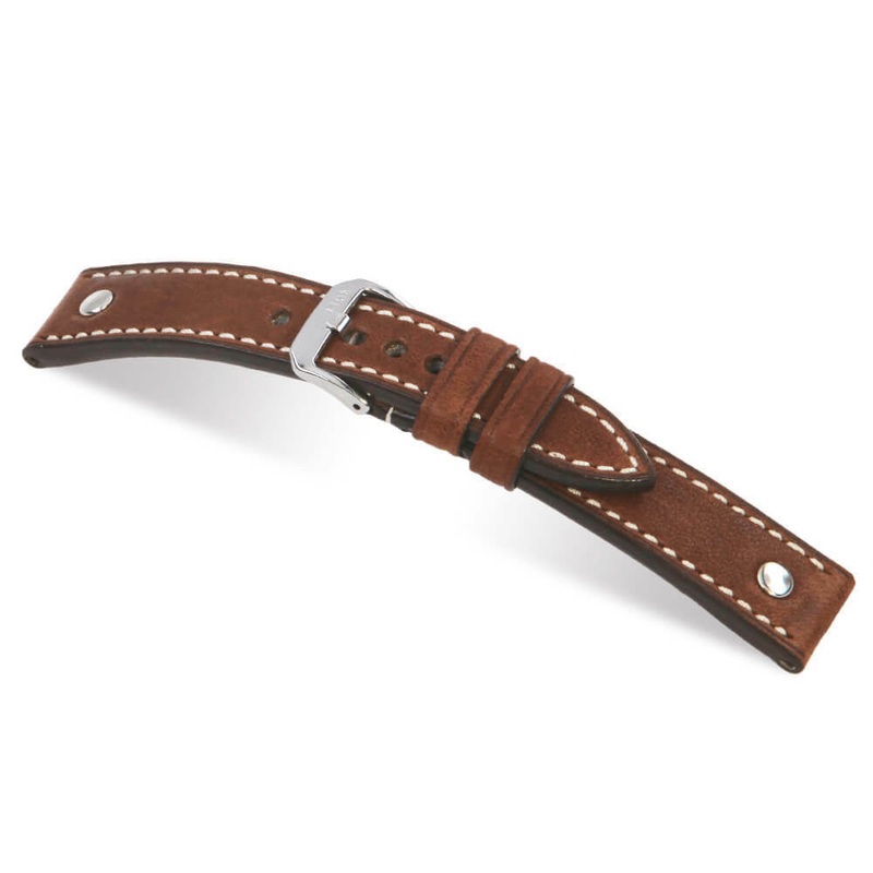 Genuine Vintage Leather Watch Band | London | Stainless Steel Rivets | Mahogany