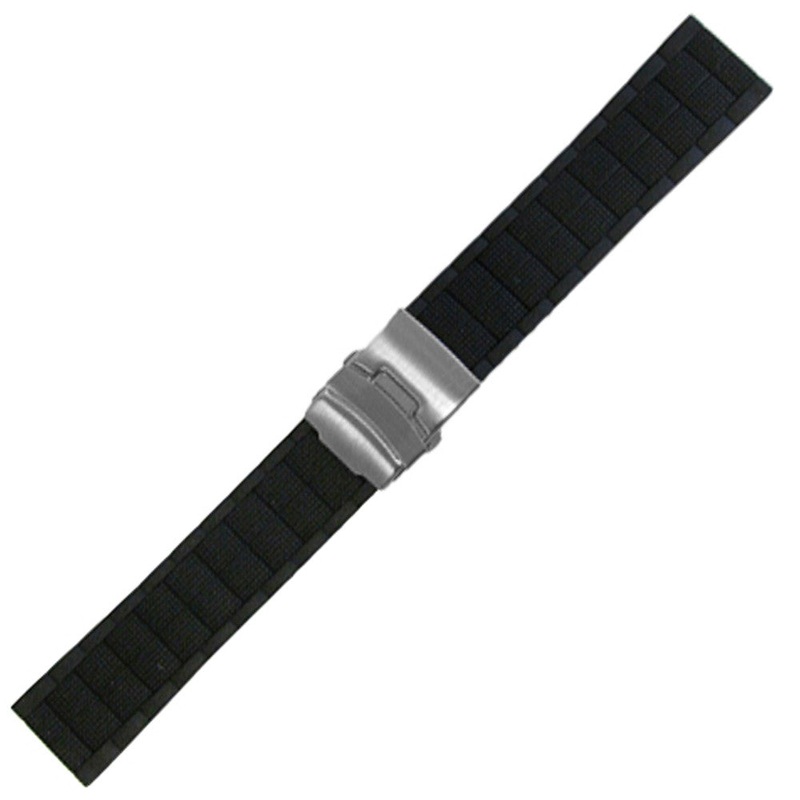 Waterproof Silicone “Ops” Watch Band | Diver | Black | Deploy Attached