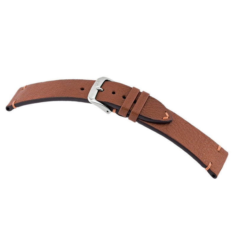 Certified Organic Leather Watch Band | Mittenwald | Cognac | Minimal Stitch