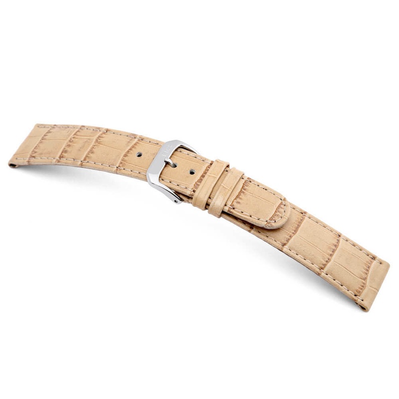 Embossed Leather Alligator Print Watch Band | Argentina | Sand
