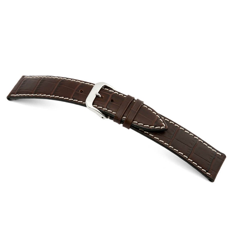Embossed Leather Alligator Print Watch Band | Panama | Mocha