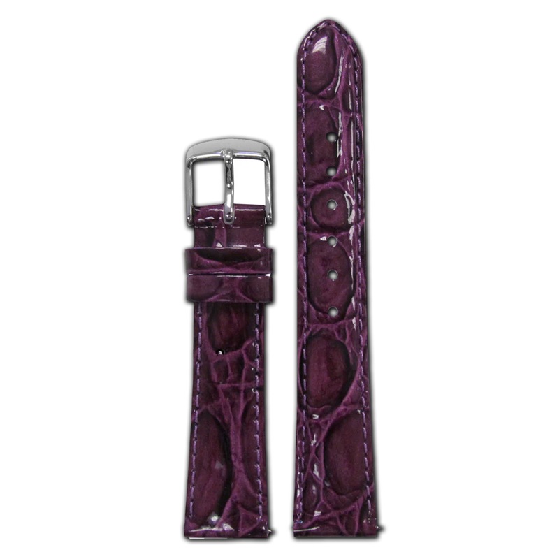 Embossed Leather Gator Watch Band | Quick Release | Purple | for Michele