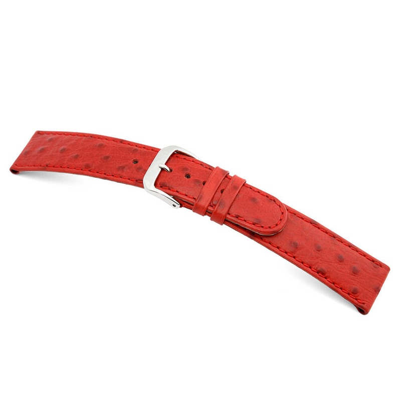 Embossed Leather Ostrich Print Watch Band | Durban | Red