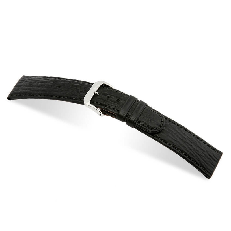Embossed Leather Shark Print Watch Band | Ocean | Black