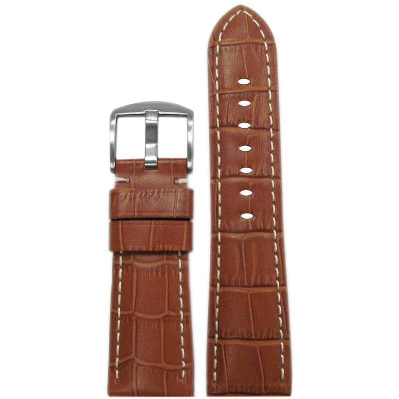 Embossed Leather Watch Band | Gator Print | Honey | for Panerai Radiomir