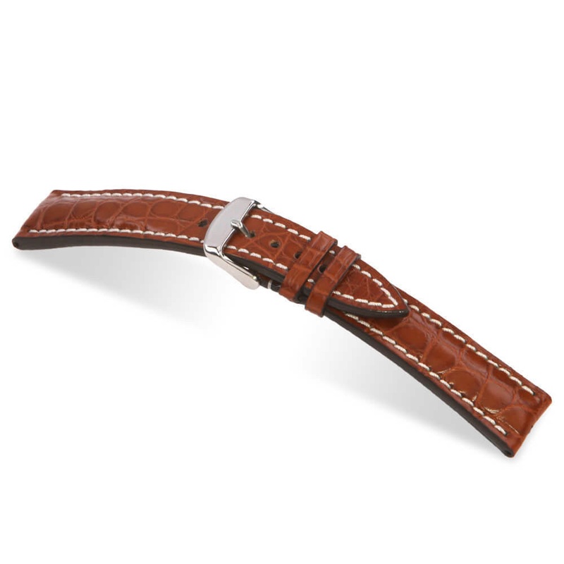 Genuine Alligator Watch Band | Ambassador | Flank Cut | Cognac