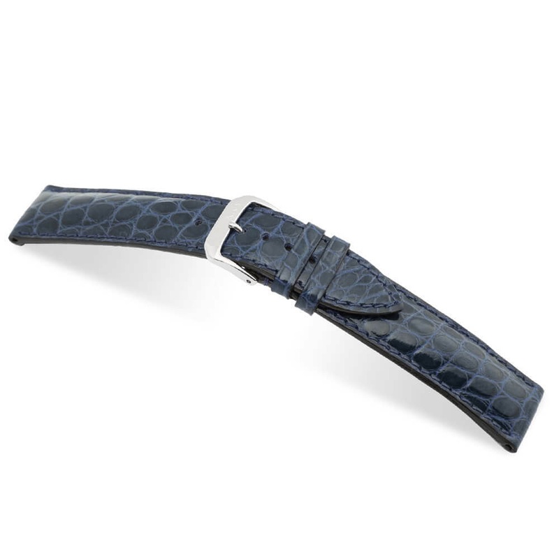 Genuine Alligator Watch Band | Heritage | Glossy Finish | Flank Cut | Ocean Blue