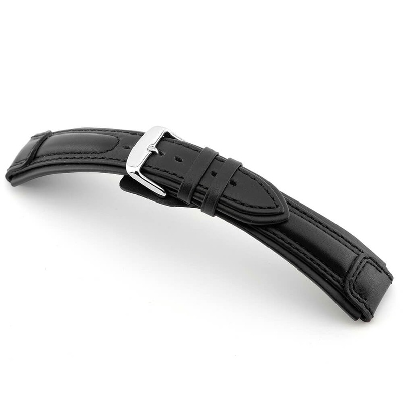 Genuine Calfskin Watch Band | Apulia | Aviator Style | Black
